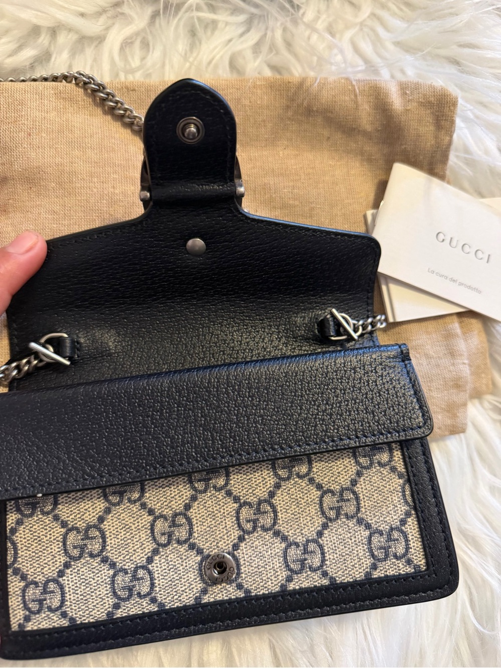 Gucci Blue GG Canvas and Leather Dionysus Crossbody Bag - Picture 8 of 12
